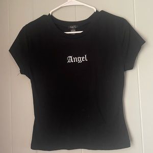 Rue 21 cropped black short sleeve T
